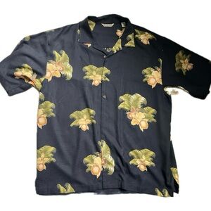 Men's Tropical Print Navy Shirt